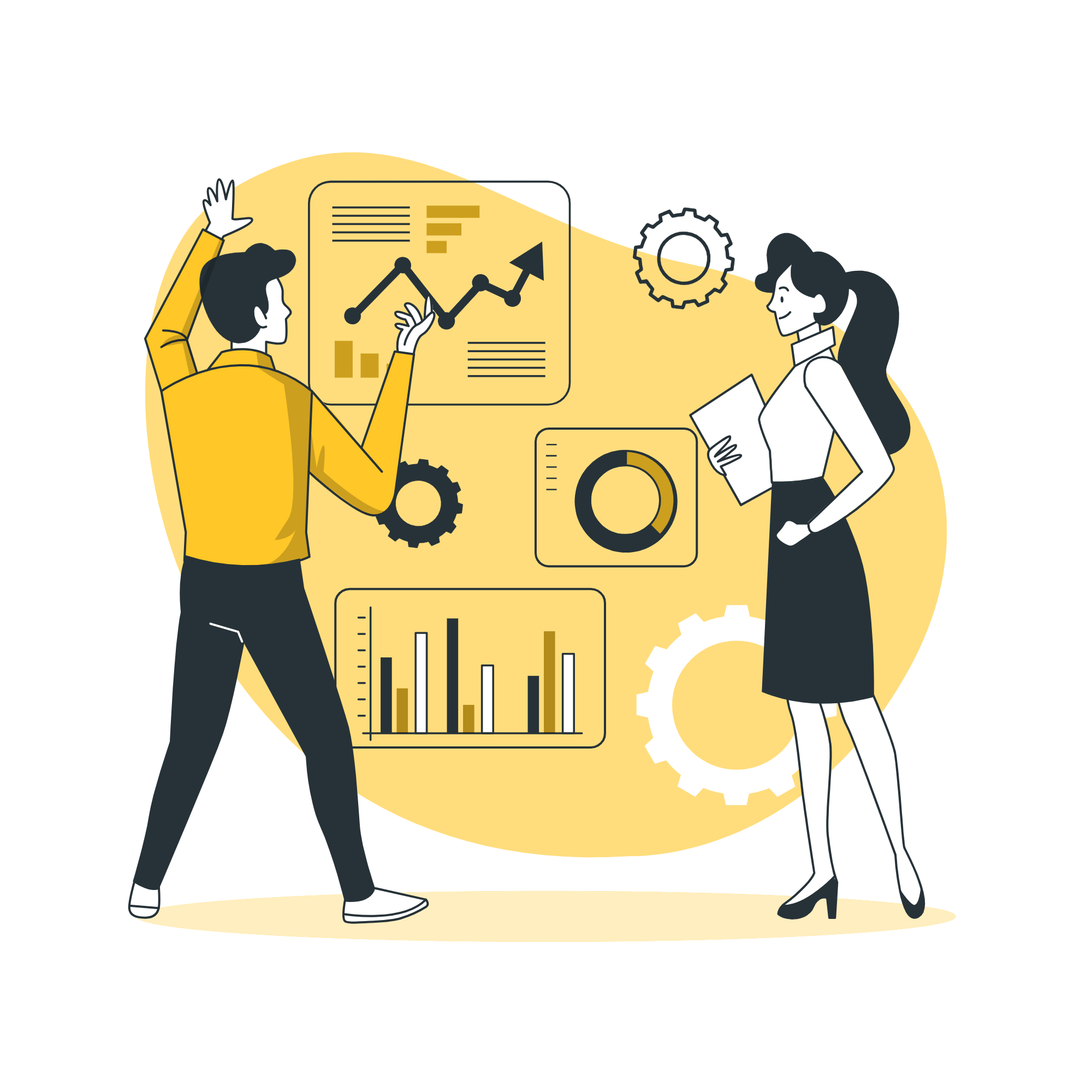 LLP registration in thiruvananthapuram a man & girl data chart 3d illustrations